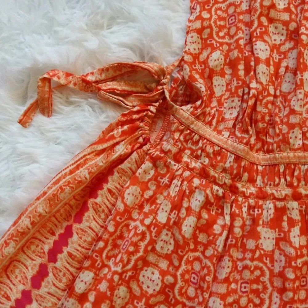 NWT Free People Midsummer's Day Tunic Dress Tank Silky Boho Summer Orange Size M